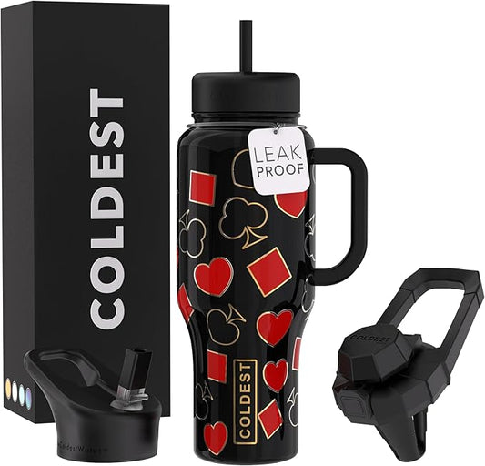 Coldest Tumbler with Handle and Straw - 100% Leak Proof Insulated Tumbler with Lid and Straw (3 Lids) - Stainless Steel Tumblers for Women & Men - Cup Holder Friendly Base, 36 oz (All in) - Bloomnest