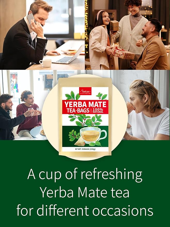 TeeLux Yerba Mate Tea Bags, 3g/bag, Unsmoked Yerba Mate Tea, Rich in Antioxidant, Hot & Iced Tea, 50 Count - Bloomnest