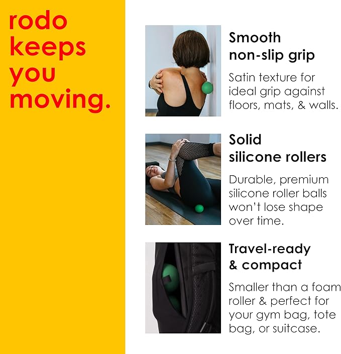 Rodo 2-in-1 Medium Peanut & Lacrosse Ball Roller | Deep Tissue Massage Tool for Fascia, Plantar Fasciitis, HIPS & Back | Mobility & Recovery Roller | Compact, Travel-Friendly, Pilates, Therapy Ready - Bloomnest