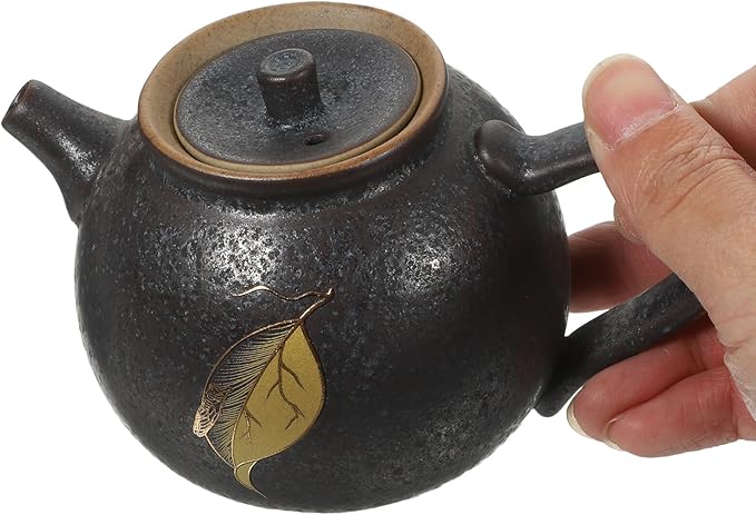 ARTIBETTER Vintage Small Ceramic Tea Pot with Filter Chinese Kungfu Porcelain Teaware for Loose Leaf Tea Lightweight and Compact for Home Office and Travel