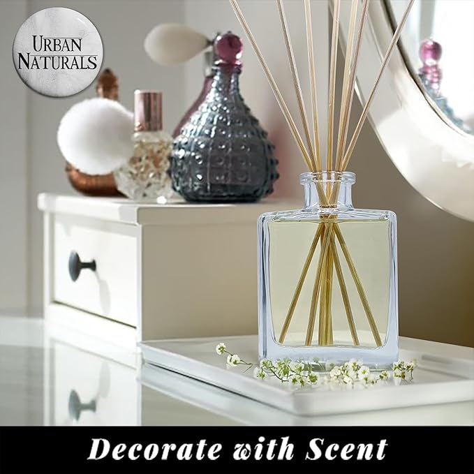 Urban Naturals Eucalyptus Sage Reed Diffuser Oil Gift Set – Eucalyptus, Sage, Mint, Lime & Cedarwood Essential Oils– Relaxing Scent – Sleek Rectangular Refillable Glass Bottle – Made in the USA UrbanNaturals