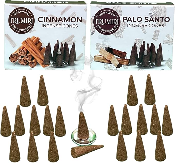 Palo Santo & Cinnamon Incense Cone Combo Pack - 10 Each TRUMIRI
