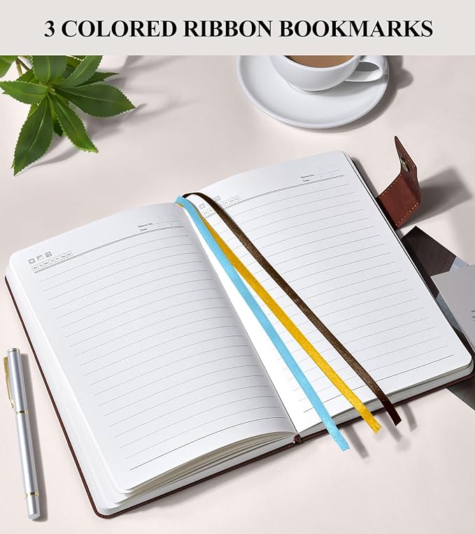 365 Page Thick Lined Journal Notebook for Men Women, A4 Large Leather Journals for Writing, Hardcover Notebooks for Work, School, Note Taking, Business, Travel Diary, College Ruled 8.5" x 11" - Bloomnest