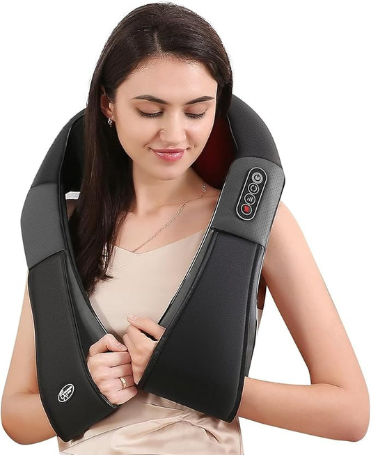 Careboda Shiatsu Neck and Back Massager with Soothing Heat, Electric Shoulder Massage 8 Nodes Deep Tissue 3D Kneading Massages for Pain Relief Gray - Bloomnest