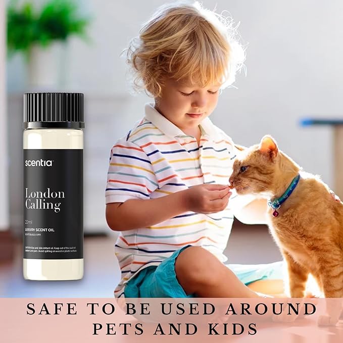 Scentia Hotel Diffuser Oil Inspired by Ferrari - 20 ml 0.67 fl oz - Essential Oil Blendwith White Tea, Cedarwood & Soku Lime for Aromatherapy Diffusers and Humidifiers - London Calling Scentia
