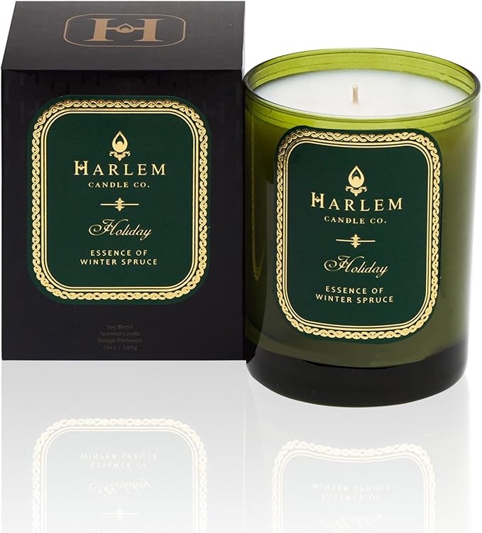 Harlem Candle Co. Holiday Luxury Candle, 11 oz Glass Jar, Double Wick, Soy Wax, Gift Box, Wild Berry, Rose, Absinthe, Angelica, Strawberry Musk, and Birchwood, 80 Hour Burn - Bloomnest