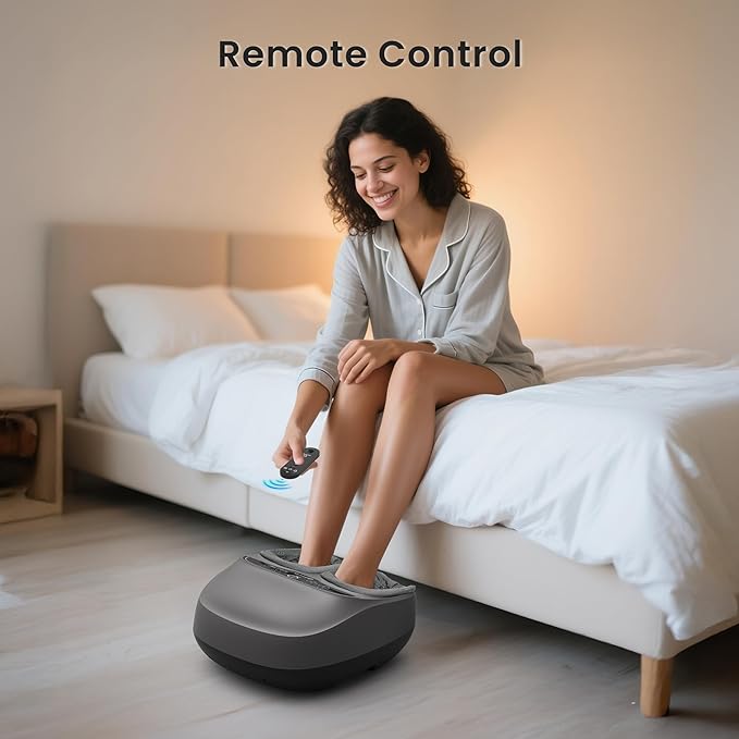 COMFIER Shiatsu Foot Massager with Heat, Electric Feet Massager Machine for Plantar Fasciitis Neuropathy,Gifts for Women,Men,Remote Control,Pause Function,Foot Warmer (Gray) - Bloomnest