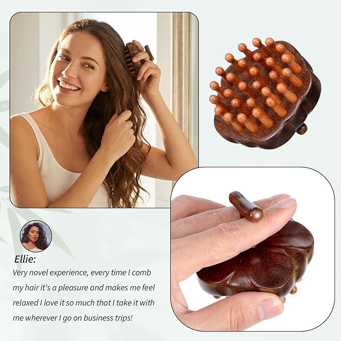 ElevateTech Wooden Scalp Massager Comb for Promote Hair Growth, Natural Wooden Hair Brush Portable Handheld Head Gua Sha Brush Round Anti-Static Head Massage Tool for Men Women Spa Bloomnest