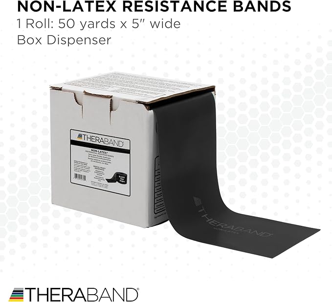 THERABAND Resistance Band, Black, Special Heavy, 50-Yard Roll, Latex Elastic Band for Exercise - Bloomnest