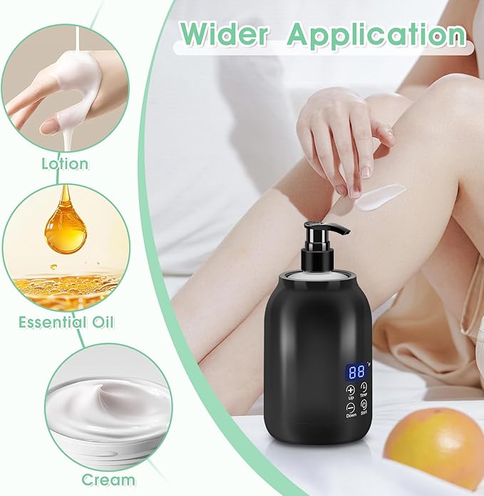 Gugxiom Massage Oil Warmer, LED Display Single Bottle Pro Massage Heater, Temperature Control Oil Heater for Massage with 2 Oil Bottle Dispenser, for Lotion Cream (US Plug) - Bloomnest