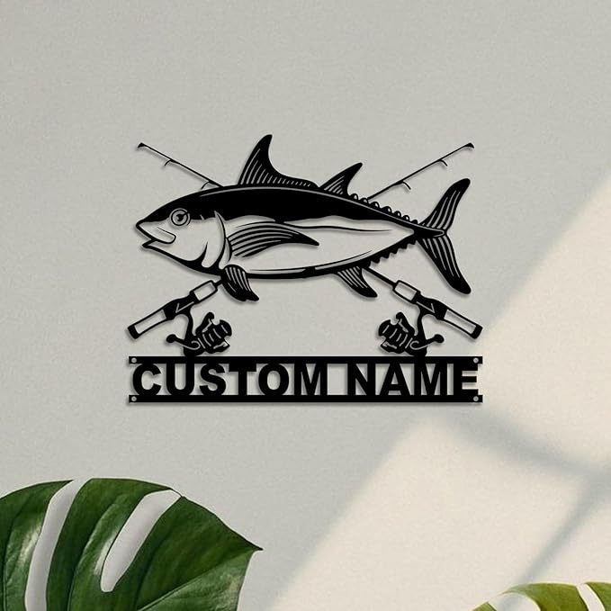 Marlin Fish Custom Metal Sign | Fishing Pole Wall Art Metal Signs Customized | Fisher Name Personalized Home Decor Sign | Custom Signs Outdoor Metal | Indoor Custom Wall Art | Personalized Wall Art - Bloomnest