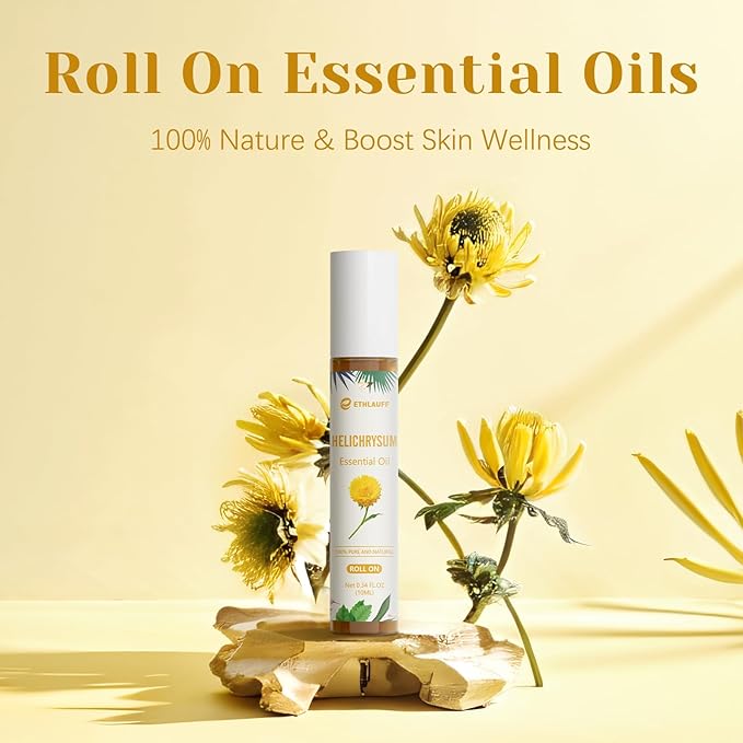 Helichrysum Essential Oil Roll On, 100% Pure Aromatherapy for Skin Vitality & Anti-Aging,Aromatherapy, Skin Care, Happy, Stress Relief - Bloomnest