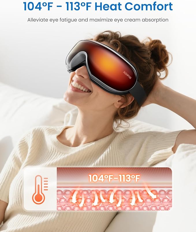 RENPHO Eyeris 1 Eye Massager with Heat, Eye Mask for Migraine, Smart Sleep Mask for Dry Eyes Relax, Reduce Strain Massage Equipment for Mom Dad Women Men Her Him - Bloomnest