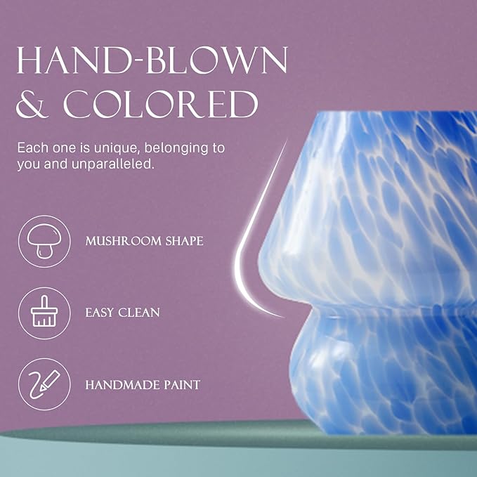 Mushroom Lamp Table Lamp for Bedroom,Desk Bedside Small Lamps for Living Room Night Stands,Mushroom Decor Cute Mini Modern Mid Century Lamps,Unique Aesthetic Home Living Room Decor(Ocean Blue) - Bloomnest