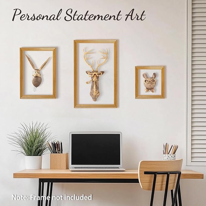 UITWMKTG Gold Animal Head Wall Decor Wall Sculpture Home Decor Statue for Living Room Office Bedroom Modern Decor for Men Women Fox - Bloomnest