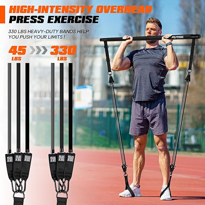 Pilates Bar Kit with Resistance Bands, Heavy Duty Pilates Equipment for Men, Strength Training Bar for Legs, Hip, Back, Arm, Abs, Chest, Shoulders, Portable Home Gym Full Body Workout Equipment - Bloomnest