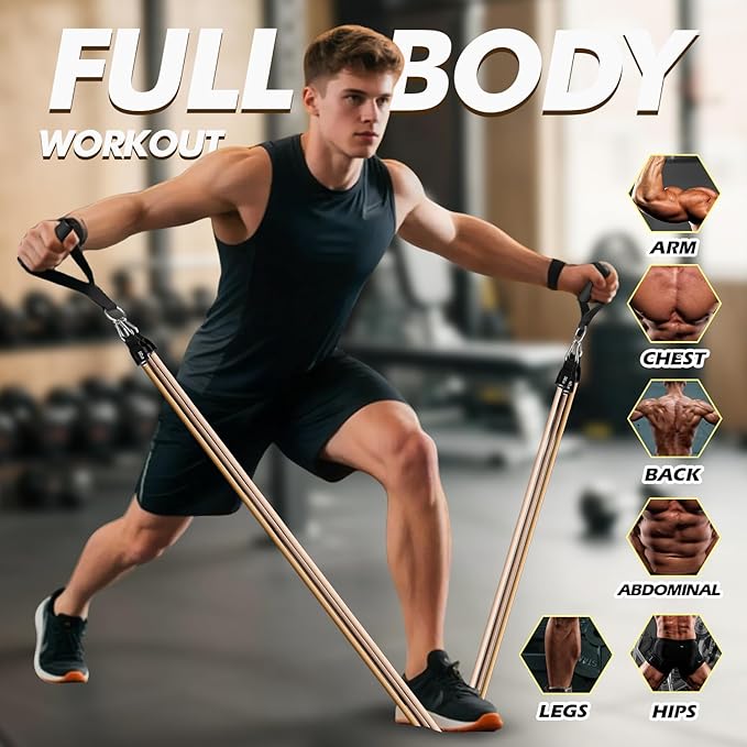 WHATAFIT Resistance Bands, Exercise Bands，Resistance Bands for Working Out, Work Out Bands with Handles for Men and Women Fitness, Strength Training Home Gym Equipment - Bloomnest