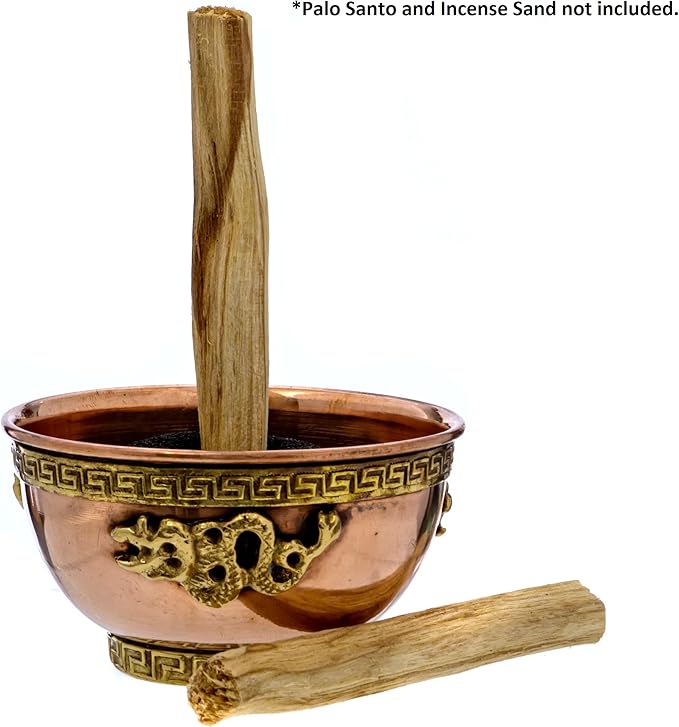 Alternative Imagination Dragon Copper Bowl - Offering Bowl For Altar Use, Ritual Offerings, Witchy Home Decor - Incense Holder for Incense Cones, White Sage, Palo Santo Sticks - 3 Inches Wide - Bloomnest