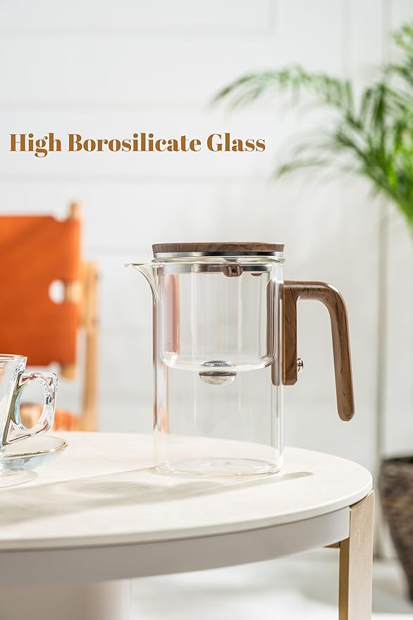 Enchanti Tea Pot - Modern Glass Infuser Teapot - Water Separation Magic Teapot with Heat-Resistant Handle - Elegant Gift Box & Writable Card - Perfect for Loose Leaf Tea - 600 ML (20oz)