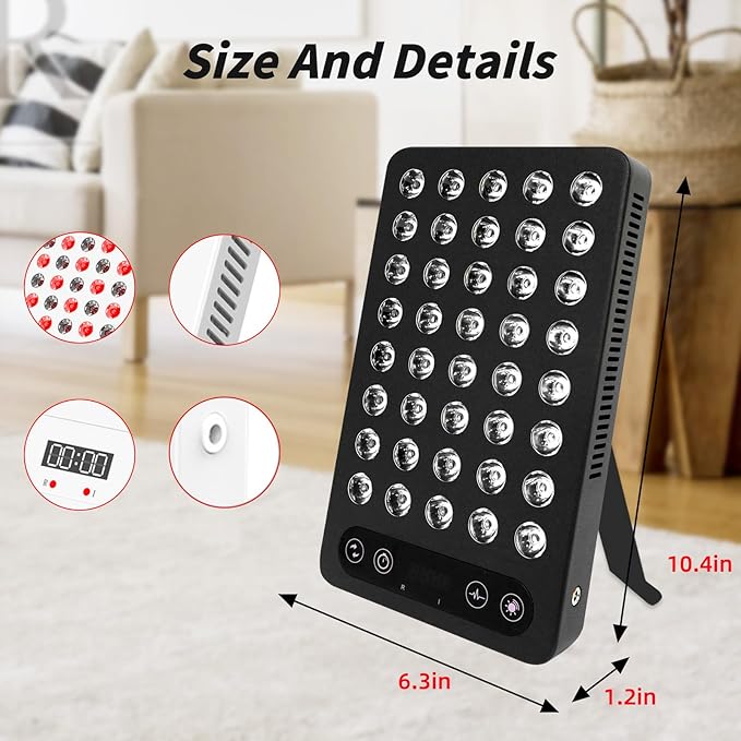 Red Light Therapy Panel, 200W High Power for Face and Body Pain Relief & Skin Care - Dual Chip 660nm Red and 850nm Infrared Light - Reduce Joint Inflammation, Improve Sleep, Built-in Timer SCESFU
