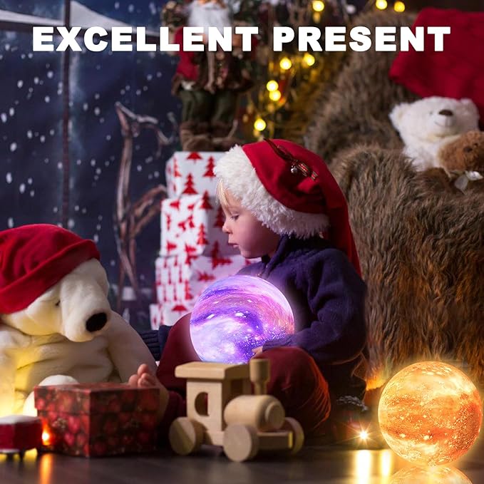 Moon Lamp Galaxy Lamp 6 inch 16 Colors LED 3D Moon Light, Remote & Touch Control Lava Lamp Moon Night Light Gifts for Girls Boys Kids Women Birthday - Bloomnest
