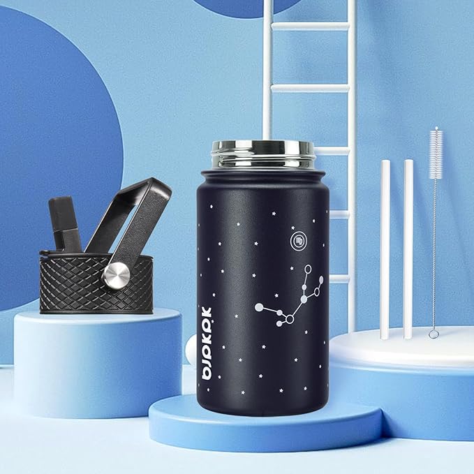 BJPKPK Water Bottle with Straw Lid, 15 oz Insulated Water Bottle, Stainless Steel Metal Water Bottles, Reusable Leak Proof BPA Free Thermo, Flask, Cups, Constellation-Virgo - Bloomnest