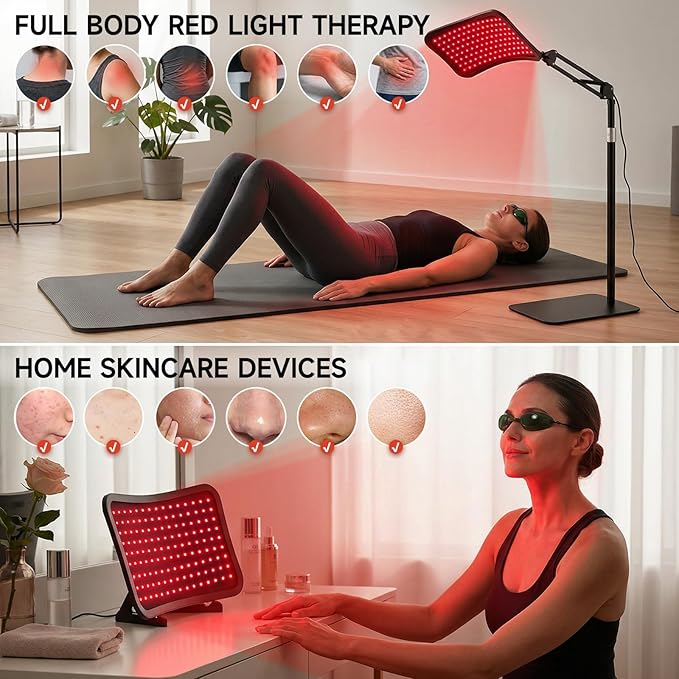 Renergy Red Light Therapy Lamp with Stand, 660nm 850nm Near Infrared Red Light Therapy Panel for Face & Body, Portable LED Light Therapy Device with Remote Control, 5 Brightness 3 Timer for Home Use Renergy