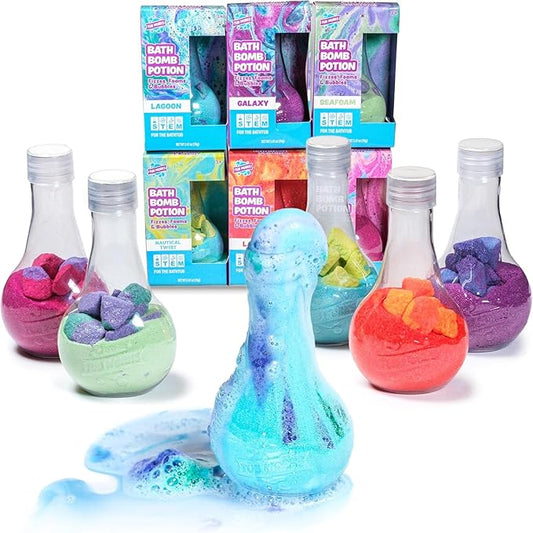 Tub Works® Kids Bath Bomb Potion™ Bath Toy, Variety 6 Pack | Nontoxic | Fizzes, Foams & Bubbles with an Eruption of Color | Interactive Bath Bombs | Fun Science Toddler Bath Toys - Bloomnest