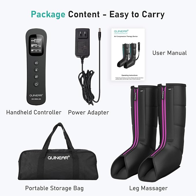 QUINEAR Leg Massager for Circulation and Pain Relief, Heating Leg Compression Massager with 3 Modes, Foot and Calf Massager with 3 Intensities 3 Heats - Gift for Mom and Dad - Bloomnest