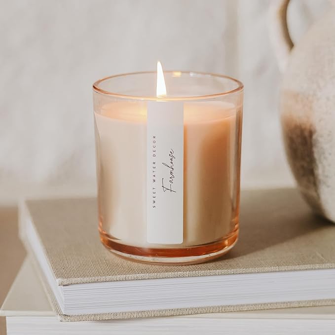 Sweet Water Decor Farmhouse Scented Soy Candles – Apple, Orange, Pumpkin, Cinnamon, Nutmeg, Ginger, Vanilla – Cozy Aroma – 50 Hour Burn – 12oz Tinted Glass Jar for Home Decor and Bedroom Decor - Bloomnest