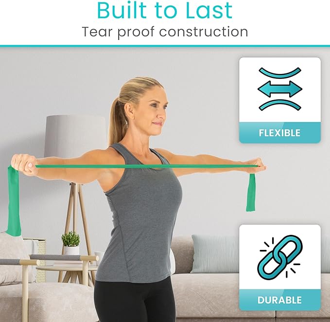 Vive Professional Resistance Bands - 25 Yard Non-Latex Roll for Physical Therapy, Lower and Upper Body Exercise Workout - Straight Elastic for Strength Training, Rehabilitation, Women, Men - Bloomnest