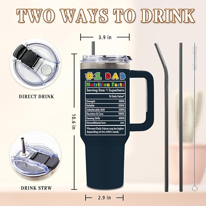 DUUV 40 Oz Tumbler for Dad, Birthday Gifts for Dad from Daughter Son Kids, Papa Gifts for Super Daddy Stepdad Elderly Father, Father Gift Ideas for Christmas Thanksgiving, 1PCS - Bloomnest