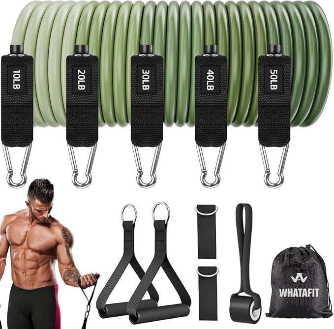WHATAFIT Resistance Bands, Exercise Bands，Resistance Bands for Working Out with Handles for Men and Women Fitness, Strength Training Home Gym Equipment - Bloomnest