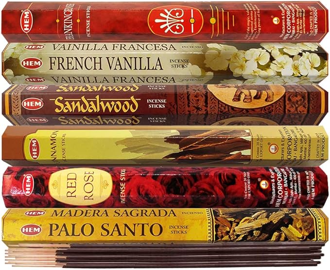 Hem Incense Sticks Variety Pack #22 and Incense Stick Holder Bundle with 6 Most Desired Fragrances - Bloomnest