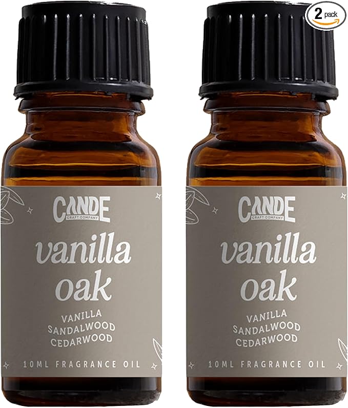 CANDECraftCo Premium Fragrance Oil – Diffuser Oils Fragrances Scented for Home, Candle Soap Making Supplies, Aromatherapy Blends for House (0.34 Fl Oz) (2-Pack, Vanilla Oak) - Bloomnest