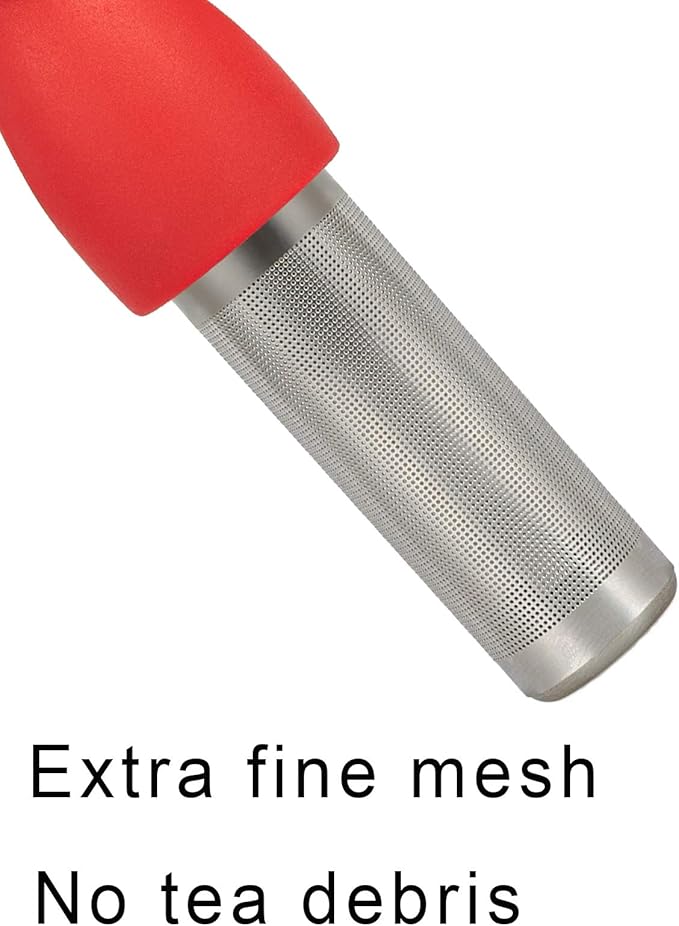 Leden Tea Infuser Cute Tea Strainer for Loose Tea Stainless Steel Fine Mesh Tea Ball Steeper with Silicone Lid for Mug and Cup, Red - Bloomnest