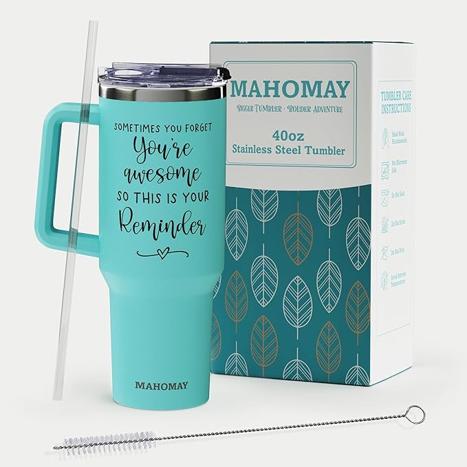 Inspirational Gifts for Women, Sometimes You Forget Your Awesome Gift - Birthday Thank You Gifts for Women, Mom, Wife, Daughter, Sister, Best Friend 40 oz Tumbler with Handle - Bloomnest
