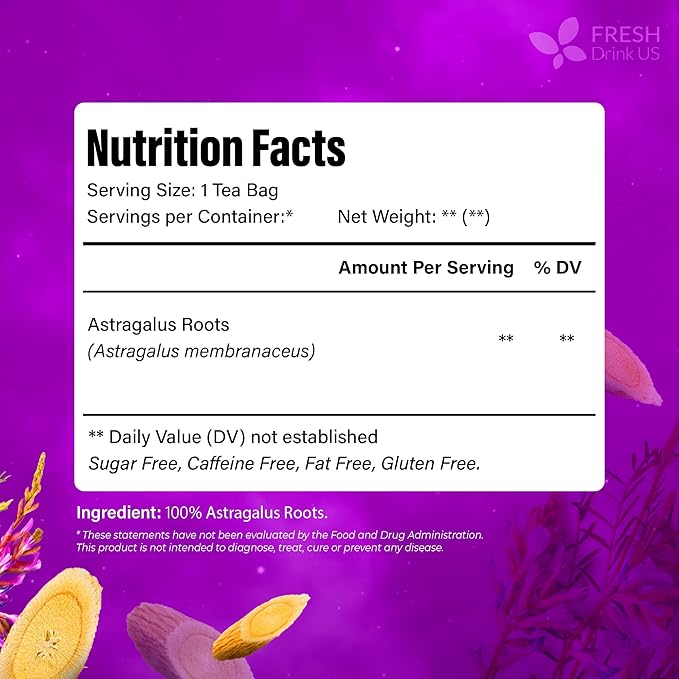 FreshDrinkUS, Premium 8oz Dried Astragalus Root Slices – 100% Natural Astragalus Root for Herbal Tea & Traditional Beverages – Natural, Clean Cut, No Additives. No Preservatives. Vegan - Bloomnest