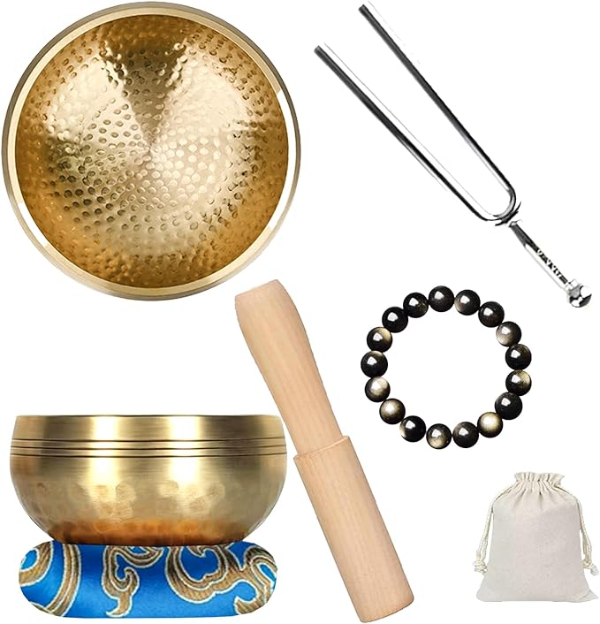 Tibetan Singing Bowls Set, Singing Bowls, Meditation Sound Bowl– Complete Meditation Bowl Kit with Cushion, Mallet & Guide – Perfect Tibetan Bell for Yoga, Relaxation, & Sound Healing - Bloomnest