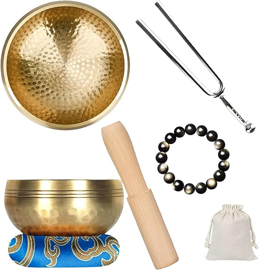 Tibetan Singing Bowls Set, Singing Bowls, Meditation Sound Bowl– Complete Meditation Bowl Kit with Cushion, Mallet & Guide – Perfect Tibetan Bell for Yoga, Relaxation, & Sound Healing - Bloomnest