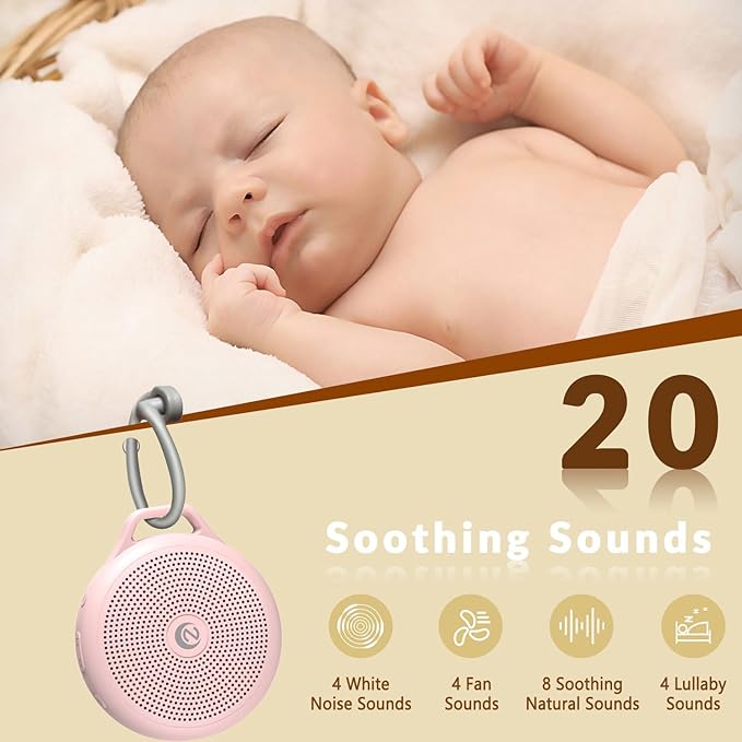 Portable White Noise Sleep Sound Machine for Home and Travel. Perfect for Your Sleeping Baby with a dimmable Night Light and Long Battery Life. Baby Essential Adult/Child Lock Feature. - Bloomnest