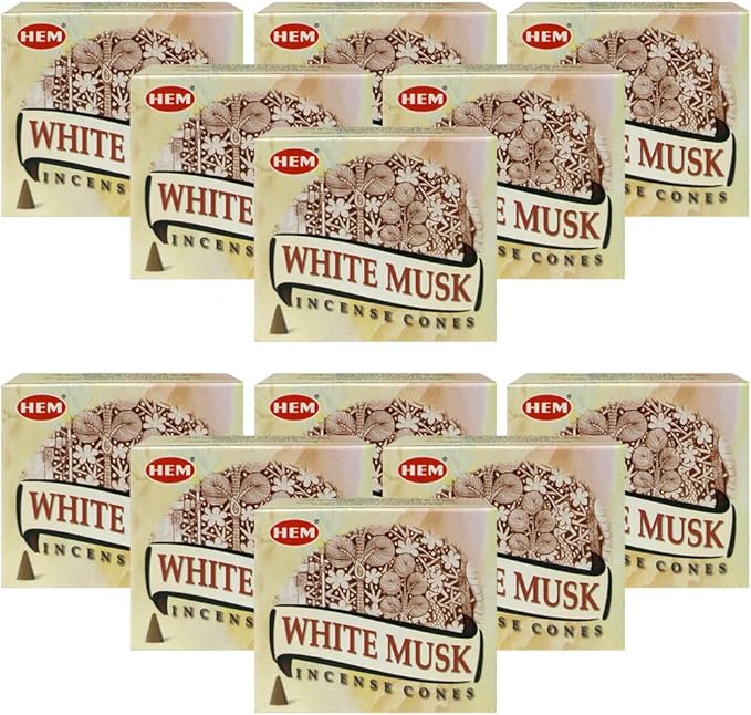 White Musk Incense Cones and Cone Incense Burner Bundle Insence Insense Hem Incense