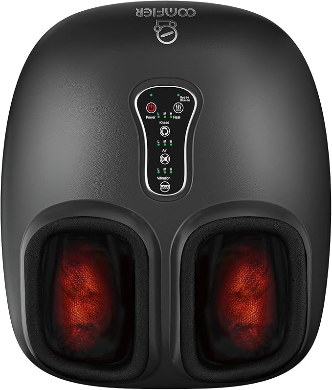 COMFIER Shiatsu Foot Massager with Heat, Vibration,Rolling Compression Feet Massager Machine for Plantar Fasciitis,Neuropathy Pain,Christmas Gifts for Women,Men,FSA Eligible HSA,Fits Size up to 13“ - Bloomnest