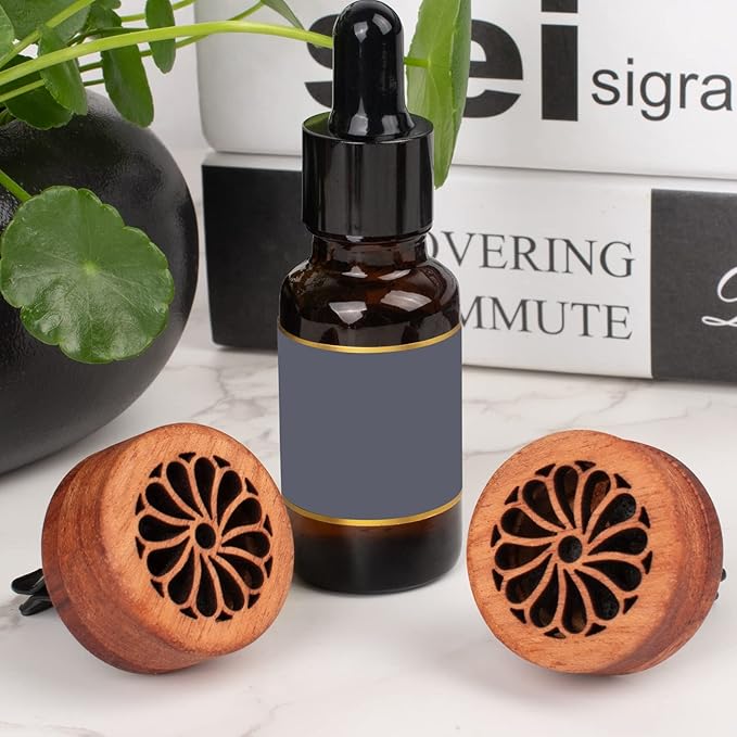 Essential Oil Car Diffuser, 2 PCS Elegant Car Aromatherapy Wood Diffuser with Vent Clip - Bloomnest