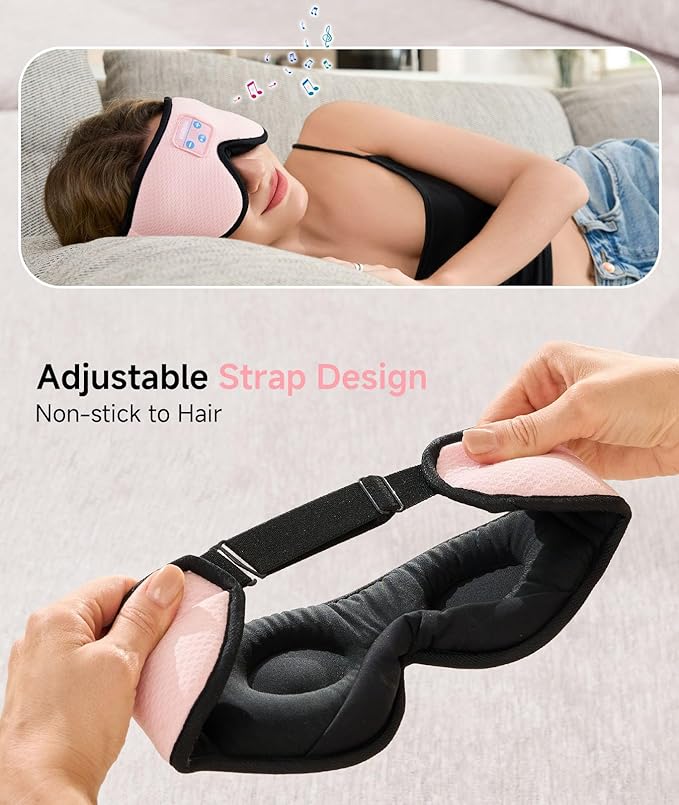 Voerou Sleep Headphones, 3D Wireless Bluetooth Eye Mask, Sleeping Headphones Earbuds for Side Sleepers with Ultra-Thin Stereo Speakers, Suitable for Sleep Office Nap Travel Meditation Cool Gadgets - Bloomnest