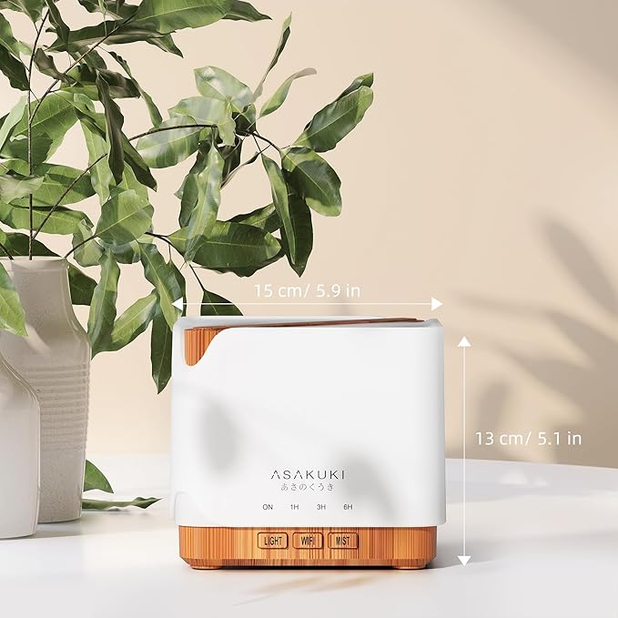 ASAKUKI Smart WiFi Essential Oil Diffuser, Large 700 ml Cool Mist Humidifier, Easy Connect with Alexa and Google Home, Phone App & Voice Control, Customized Schedule Timers and LED Light - Bloomnest
