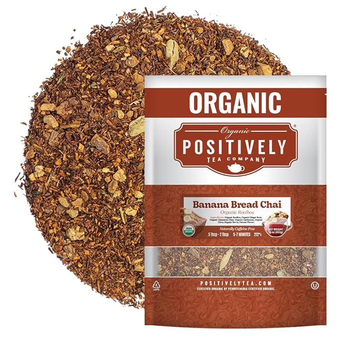 Organic Positively Tea Company, Banana Bread Chai Rooibos Tea, Loose Leaf, 16 Ounce - Bloomnest