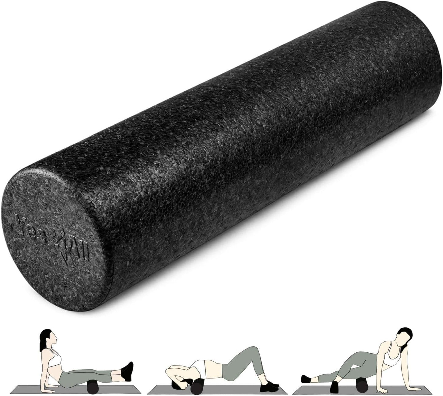 Yes4All High-Density EPP Round Back Roller Foam, Exercise Foam Roller for Yoga, Pilates & Stretching - 12, 18, 24, 36 inch