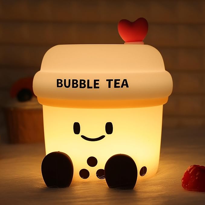 Attivolife Bubble Tea Night Light, Cute Boba Tea Nursery Silicone Lamp, Rechargeable Protable for Bedroom Home Table Decor Light with Dimmable & Timer, Christmas Birthday Gift for Kid Children Toddler - Bloomnest