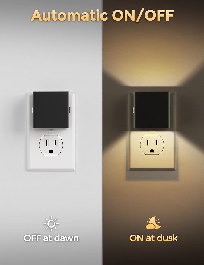 DORESshop LED Night Lights Plug into Wall [4 Pack], Plug in Nightlight, 3 Level Brightness Adjustable Night Light, Dusk to Dawn Sensor, Nightlights for Adults, Bedroom, Bathroom, Hallway, 3001K - Bloomnest